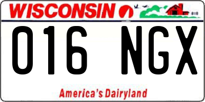 WI license plate 016NGX