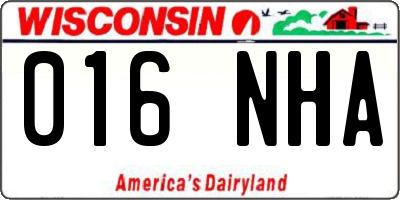 WI license plate 016NHA
