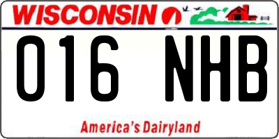 WI license plate 016NHB