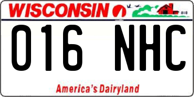 WI license plate 016NHC