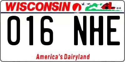 WI license plate 016NHE