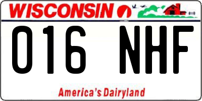 WI license plate 016NHF