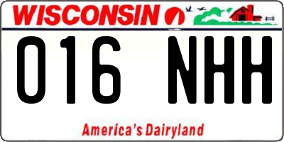 WI license plate 016NHH