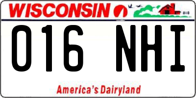 WI license plate 016NHI