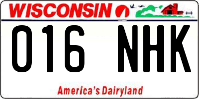 WI license plate 016NHK