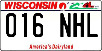 WI license plate 016NHL