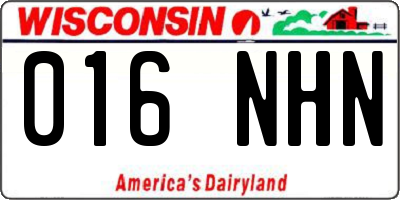 WI license plate 016NHN