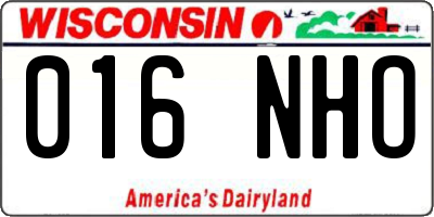 WI license plate 016NHO