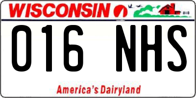 WI license plate 016NHS