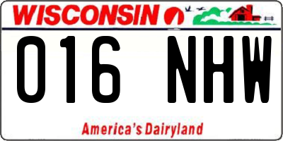 WI license plate 016NHW