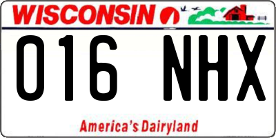 WI license plate 016NHX