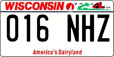 WI license plate 016NHZ