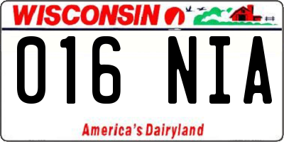 WI license plate 016NIA