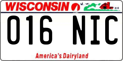 WI license plate 016NIC