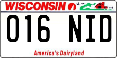 WI license plate 016NID