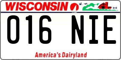 WI license plate 016NIE