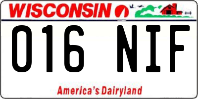 WI license plate 016NIF