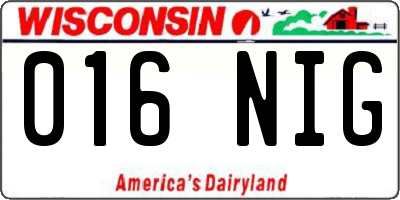 WI license plate 016NIG