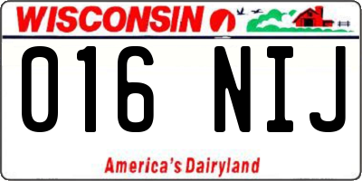 WI license plate 016NIJ