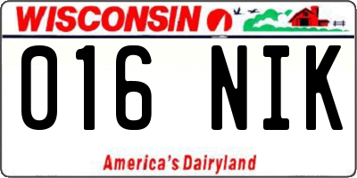 WI license plate 016NIK