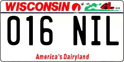 WI license plate 016NIL