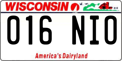 WI license plate 016NIO