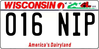 WI license plate 016NIP