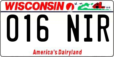 WI license plate 016NIR
