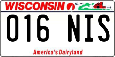 WI license plate 016NIS