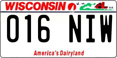 WI license plate 016NIW