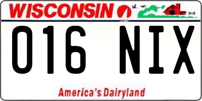 WI license plate 016NIX