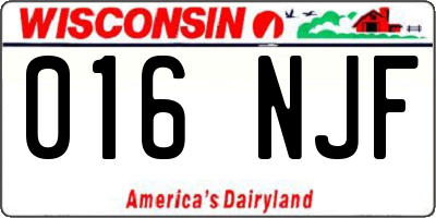 WI license plate 016NJF