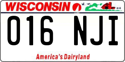 WI license plate 016NJI
