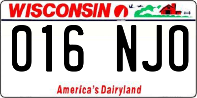 WI license plate 016NJO