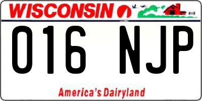 WI license plate 016NJP