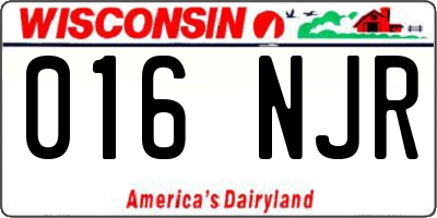 WI license plate 016NJR