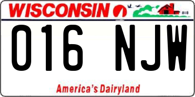 WI license plate 016NJW