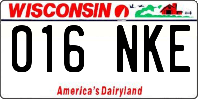 WI license plate 016NKE