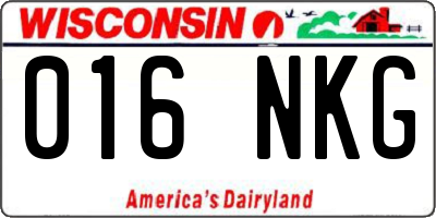 WI license plate 016NKG