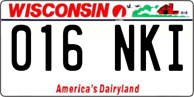 WI license plate 016NKI