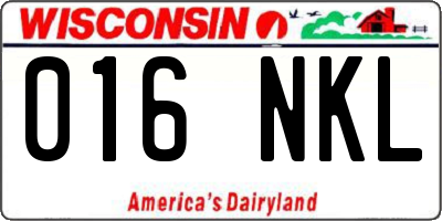 WI license plate 016NKL