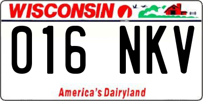 WI license plate 016NKV
