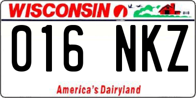 WI license plate 016NKZ