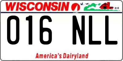 WI license plate 016NLL