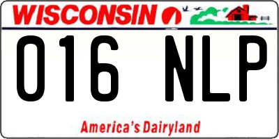 WI license plate 016NLP