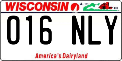 WI license plate 016NLY