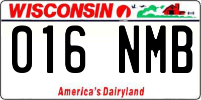 WI license plate 016NMB