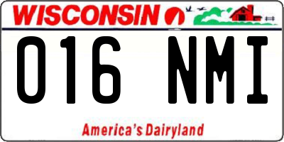 WI license plate 016NMI
