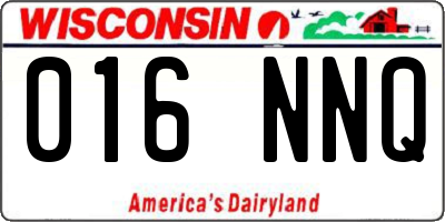 WI license plate 016NNQ