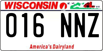 WI license plate 016NNZ